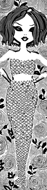 Free colorable bookmarks of a simple design mermaid